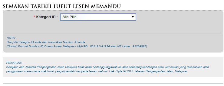 Semakan Tarikh Tamat Lesen Memandu Kereta Online