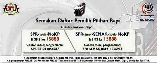 semakan daftar pemilih melalui sms