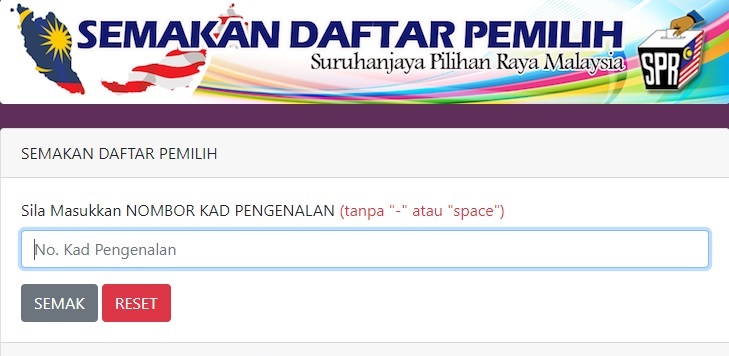 Semakan Daftar Pemilih Pilihanraya Online Dan SMS